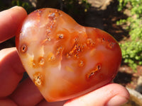 Polished Carnelian Agate Hearts & Palm Stones  x 12 From Madagascar