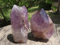 Polished Smokey Amethyst Window Quartz Crystals  x 6 From Akansobe, Madagascar - TopRock