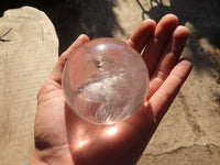 Polished Large Rainbow Veil Clear Quartz Balls x 2 From Madagascar