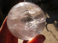 Polished Large Rainbow Veil Clear Quartz Balls x 2 From Madagascar