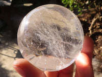 Polished Large Rainbow Veil Clear Quartz Balls x 2 From Madagascar