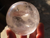 Polished Large Rainbow Veil Clear Quartz Balls x 2 From Madagascar