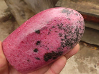 Polished Bright Pink Rhodonite Standing Free Forms x 2 From Madagascar