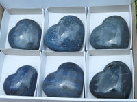 Polished Medium to Larger Sized Lazulite Hearts x 6 From Madagascar - TopRock