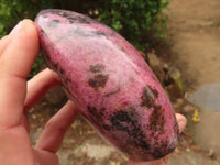 Polished Bright Pink Rhodonite Standing Free Forms x 2 From Madagascar