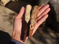 Polished Chocolate Swirl Aragonite Massage Wands x 9 From Madagascar