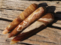 Polished Chocolate Swirl Aragonite Massage Wands x 9 From Madagascar