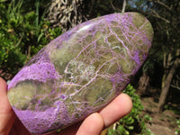 Polished Stichtite & Serpentine Standing Free Forms With Silky Purple Threads  x 3 From Barberton, South Africa - Toprock Gemstones and Minerals 