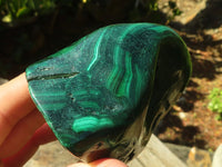 Polished Malachite Free Forms x 3 From Kolwezi, Congo