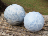 Polished Highly Selected Blue Calcite Sphere x 2 From Ihadilalana, Madagascar - TopRock