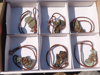 Polished Copper Wire Wrapped Leopard Stone Eagle Pendants x 6 From Zimbabwe