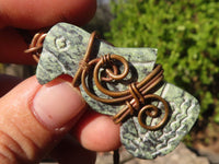 Polished Copper Wire Wrapped Leopard Stone Eagle Pendants x 6 From Zimbabwe