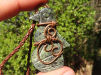 Polished Copper Wire Wrapped Leopard Stone Eagle Pendants x 6 From Zimbabwe