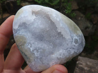 Polished Blue Lace Agate Standing Free Forms With Nice Crystalline Geode Vugs x 6 From Malawi - TopRock