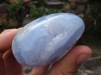 Polished Blue Lace Agate Standing Free Forms With Nice Crystalline Geode Vugs x 6 From Malawi - TopRock