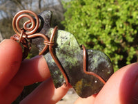 Polished Copper Wire Wrapped Leopard Stone Eagle Pendants x 6 From Zimbabwe