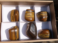 Polished Golden Tigers Eye Free Forms x 6 From Prieska, Northern Cape