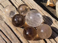 Polished Smokey Quartz Crystal Balls x 6 From Madagascar