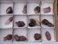 Natural Smokey Amethyst Window Quartz Crystals  x 12 From Chiredzi, Zimbabwe