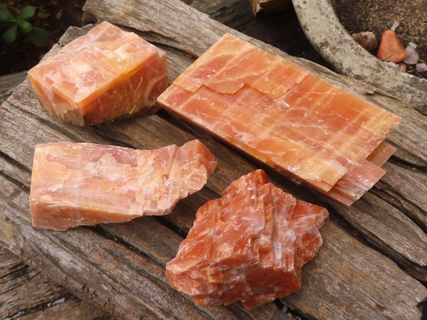 Natural New Sunset Orange Calcite Specimens  x 4 From Spitzkop, Namibia