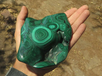 Polished Malachite Free Forms With Stunning Flower & Banding Patterns x 2 From Kolwezi, Congo - TopRock