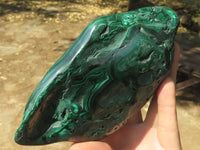 Polished Malachite Free Forms With Stunning Flower & Banding Patterns x 2 From Kolwezi, Congo - TopRock