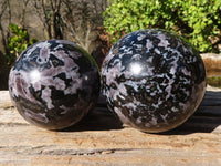 Polished Gabbro / Merlinite Spheres  x 2 From Ambatondrazaka, Madagascar