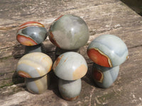 Polished Large Polychrome / Picasso Jasper Mushrooms  x 5 From Madagascar - TopRock