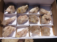 Natural Cascading Smokey White Phantom Quartz Clusters  x 12 From Luena, Congo - TopRock