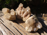 Natural Cascading Smokey Quartz Clusters x 3 From Luena, Congo