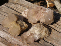 Natural Cascading Smokey Quartz Clusters x 3 From Luena, Congo