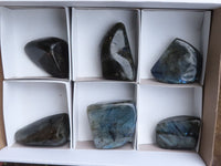 Polished Flashy Labradorite Standing Free Forms  x 6 From Tulear, Madagascar - TopRock