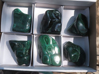 Polished Malachite Free Forms With Stunning Flower & Banding Patterns x 6 From Kolwezi, Congo - TopRock