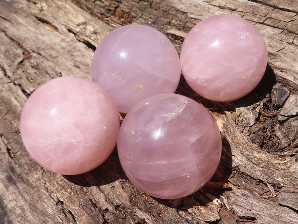 Polished  Star Rose Quartz Spheres x 4 From Ambatondrazaka, Madagascar - TopRock