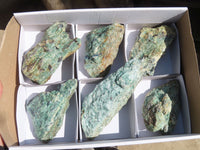 Natural Blue Kyanite Crystals In Green Fuchsite Matrix Specimens  x 6 From Karoi, Zimbabwe