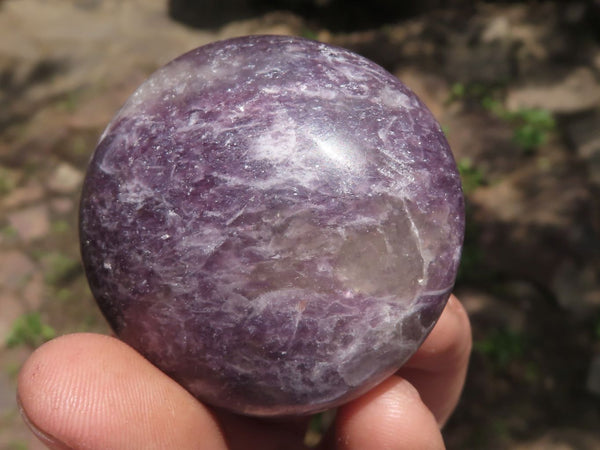 Polished Lepidolite Mica Palm Stones  x 12 From Madagascar - TopRock