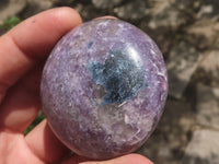 Polished Lepidolite Mica Palm Stones  x 12 From Madagascar - TopRock