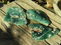 Polished Mtorolite / Emerald Chrysoprase Plates x 3 From Zimbabwe