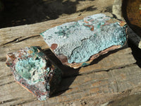 Natural Drusy Coated Chrysocolla & Malachite Dolomite Specimens x 2 From Congo