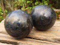 Polished Iolite / Water Sapphire Spheres  x 2 From Madagascar - Toprock Gemstones and Minerals 