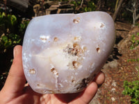 Polished Crystal Centred Agate Geodes  x 3 From Madagascar