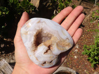 Polished Crystal Centred Agate Geodes  x 3 From Madagascar