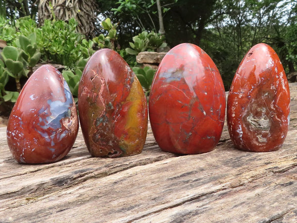 Polished Gorgeous Red Jasper Standing Free Forms x 4 From Madagascar - TopRock