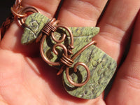 Polished  Copper Wire Wrapped Leopard Stone Eagle Pendants  x 6 From Zimbabwe