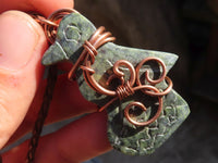 Polished  Copper Wire Wrapped Leopard Stone Eagle Pendants  x 6 From Zimbabwe