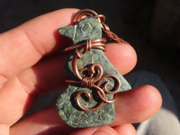 Polished  Copper Wire Wrapped Leopard Stone Eagle Pendants  x 6 From Zimbabwe