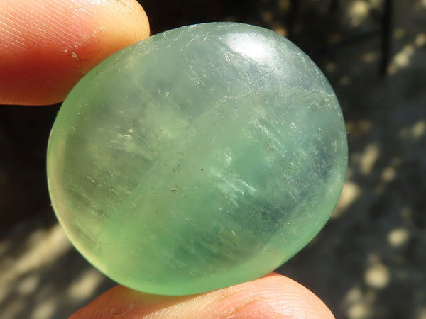 Polished Emerald Fluorite Palm Stones  x 20 From Mandrosonoro, Madagascar