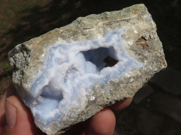 Natural Blue Lace Agate Geode Specimens  x 15 From Malawi - TopRock