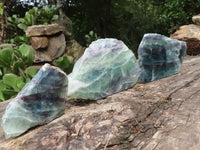 Polished Watermelon Fluorite Standing Slabs  x 3 From Namibia - TopRock