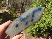 Polished Blue Spotted Spinel Quartz Points x 3 From Madagascar